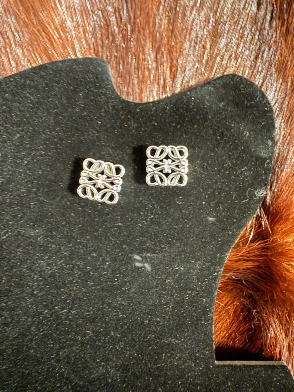 Delicate Silver Filigree Square Stud Earrings - Silver
